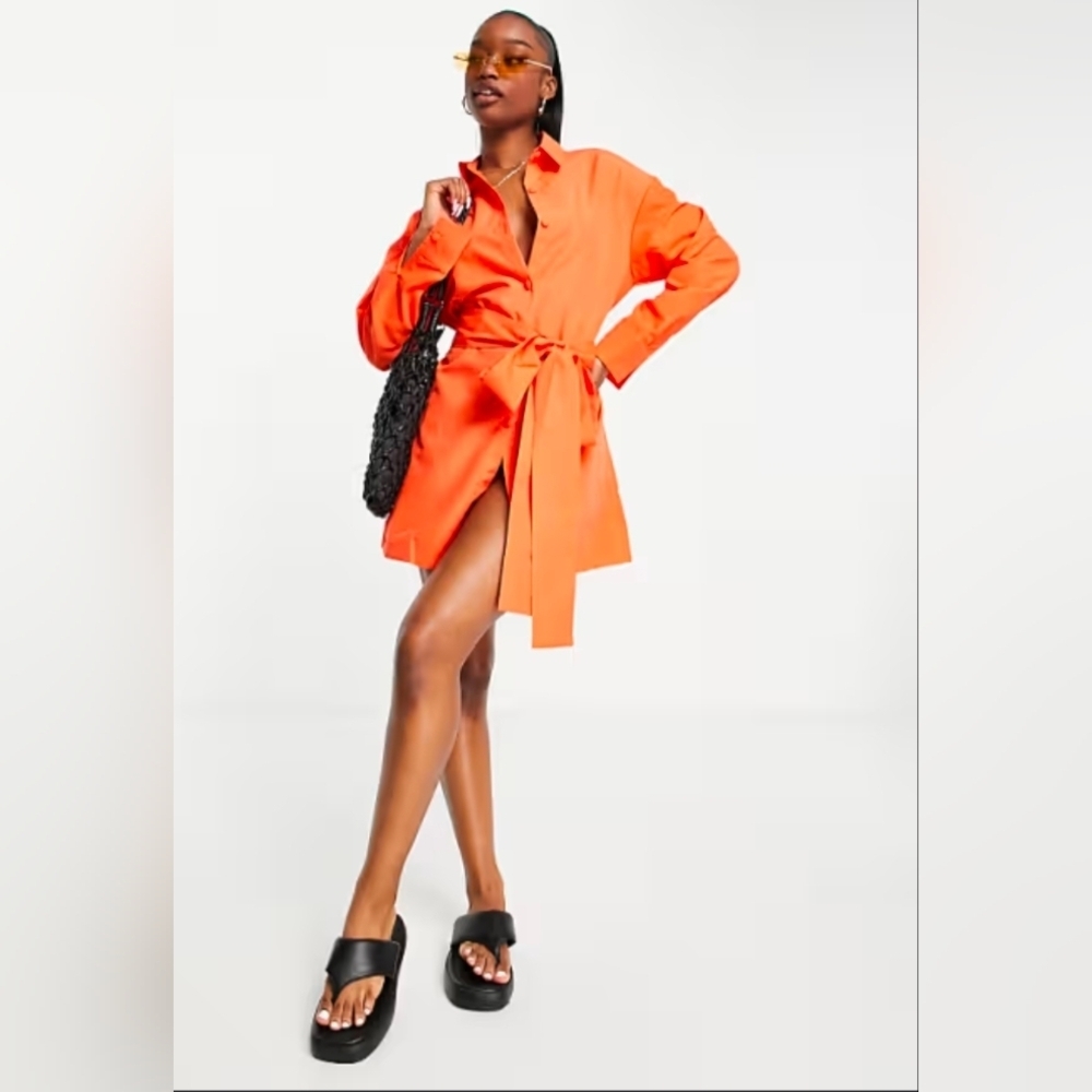 Love Highlight Orange Dress Casual Y2k